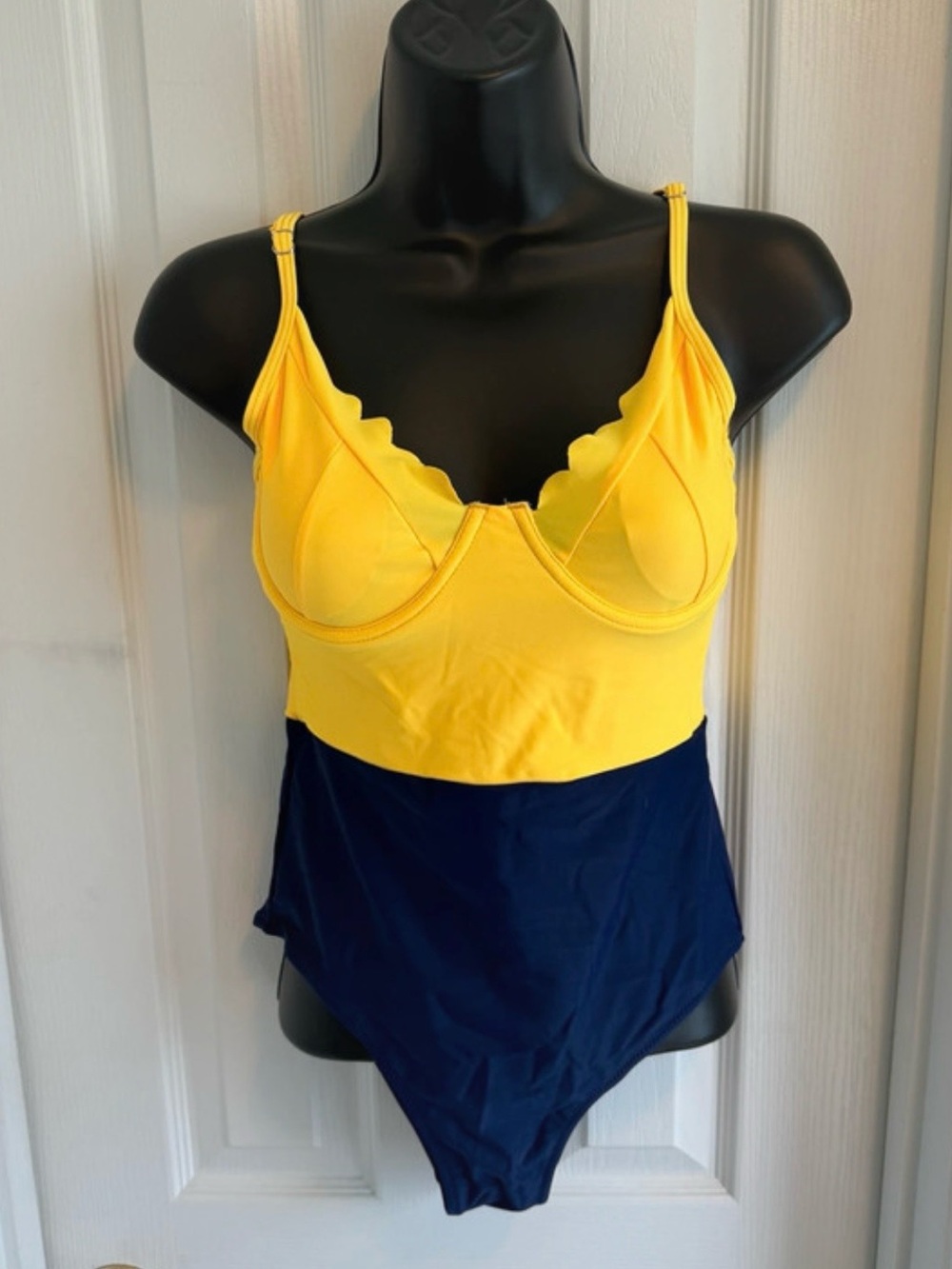 Beachsissi Yellow and Navy Two-Tone One-Piece Swimsuit
